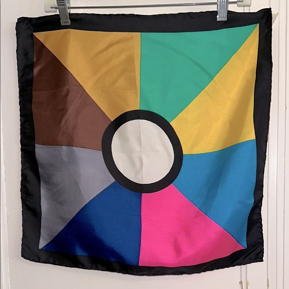 Vintage 60s Italian Made Colorful Bullseye Silk Square Scarf